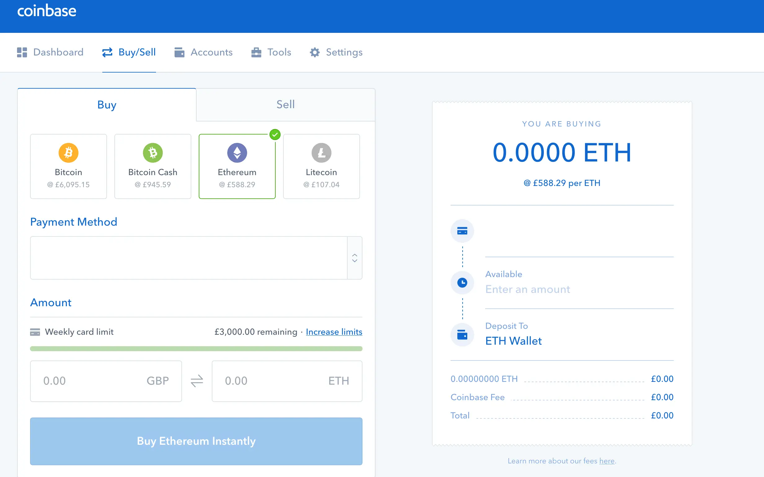 Buy And Sell on Coinbase