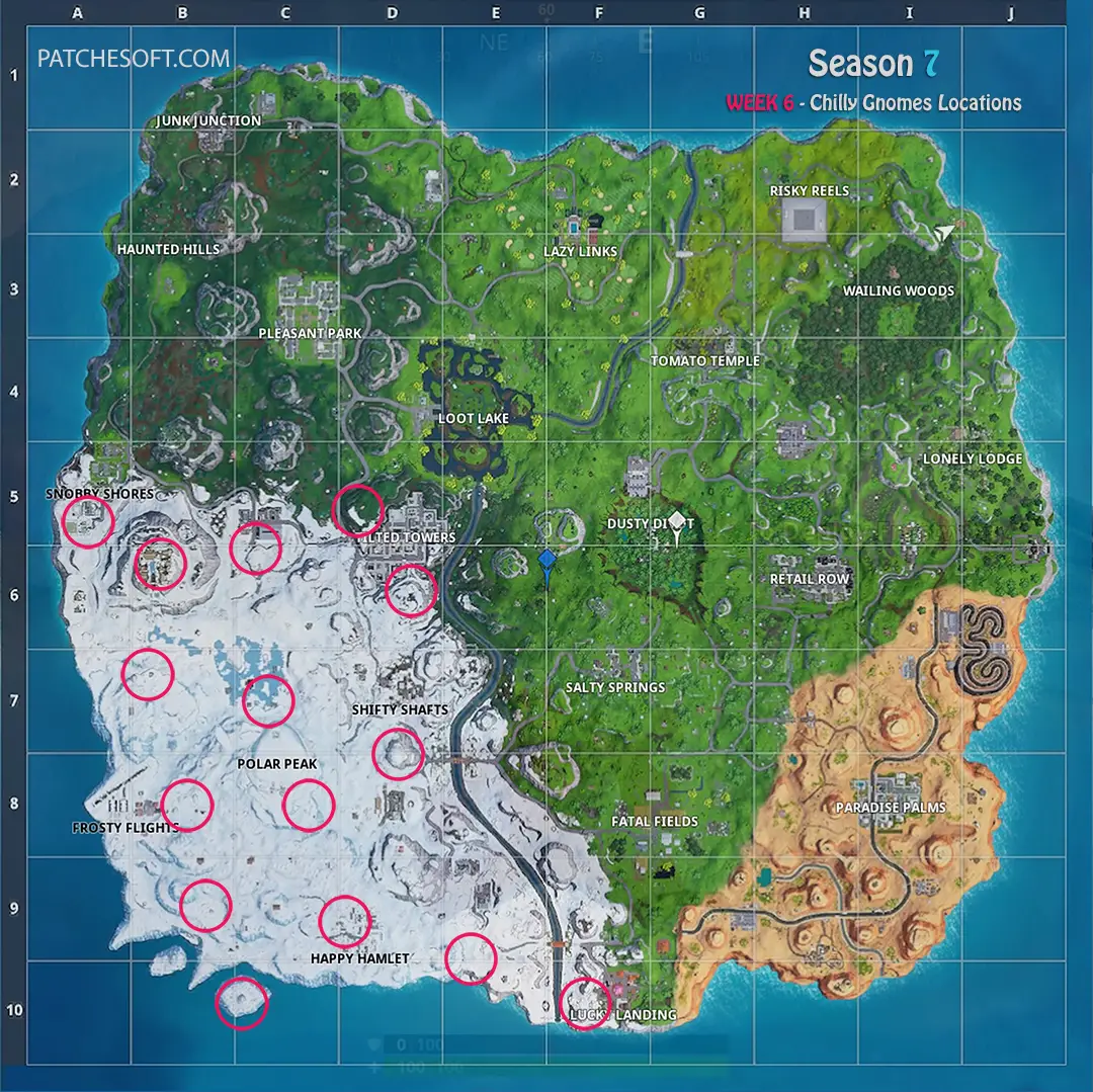 Fortnite Season 7 Week 6 Chilly Gnomes Locations