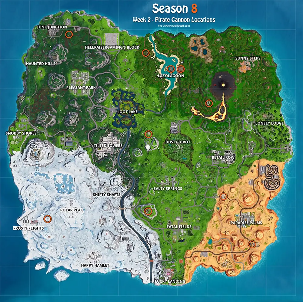 Pirate Cannons Locations Fortnite